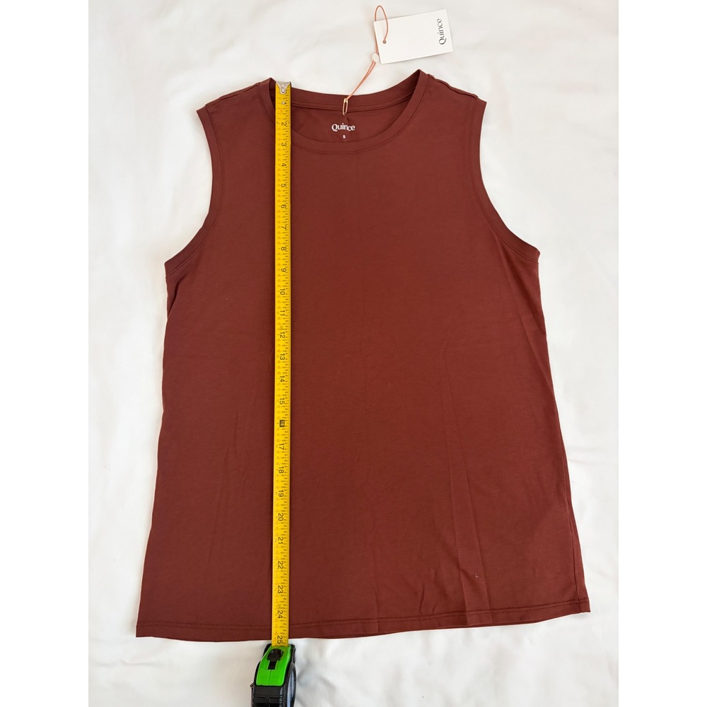 Quince Women Brown Cotton Modal Muscle Tee Sleeveless Crew Neck Top Size S NWT - Picture 2 of 8
